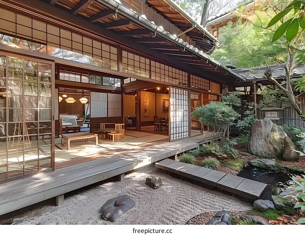 Japanese traditional house and garden