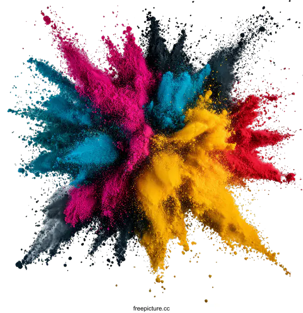 [Transparent Background PNG]Colorful Powder Explosion Abstract Background