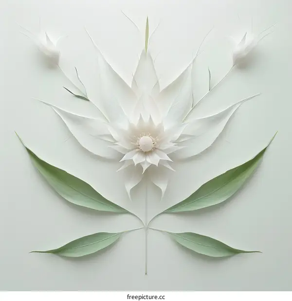 White flower petals on green leaves