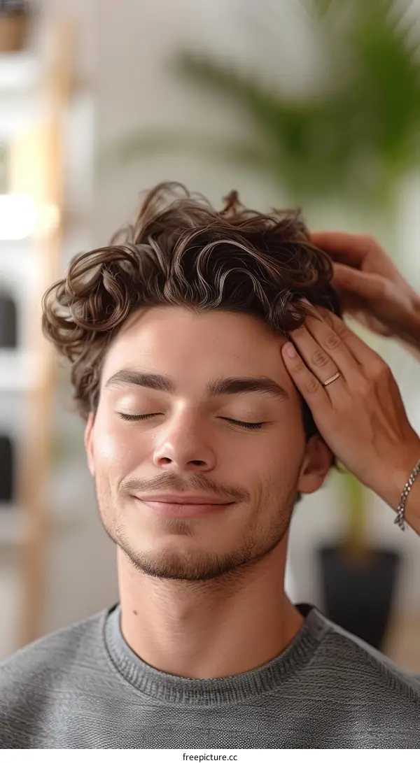 Man getting a head massage