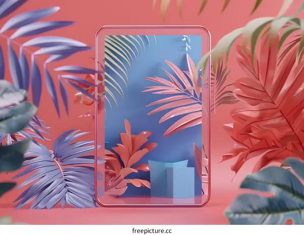 Tropical Leaves Phone Screen Mockup