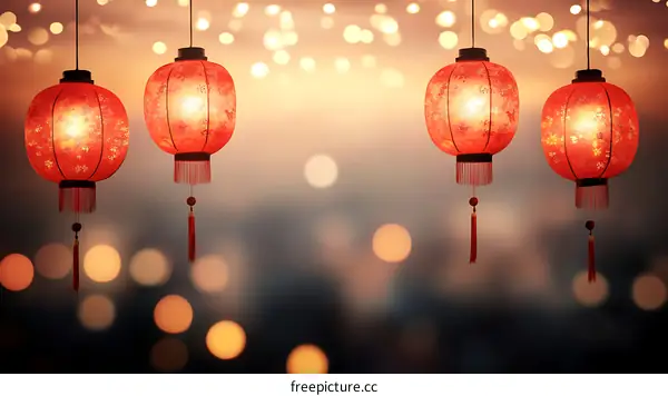 Chinese Red Lanterns Festive Lighting