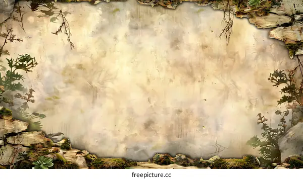 Vintage Grunge Background with Stone and Vines