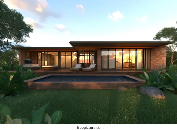 Modern House With Pool and Patio