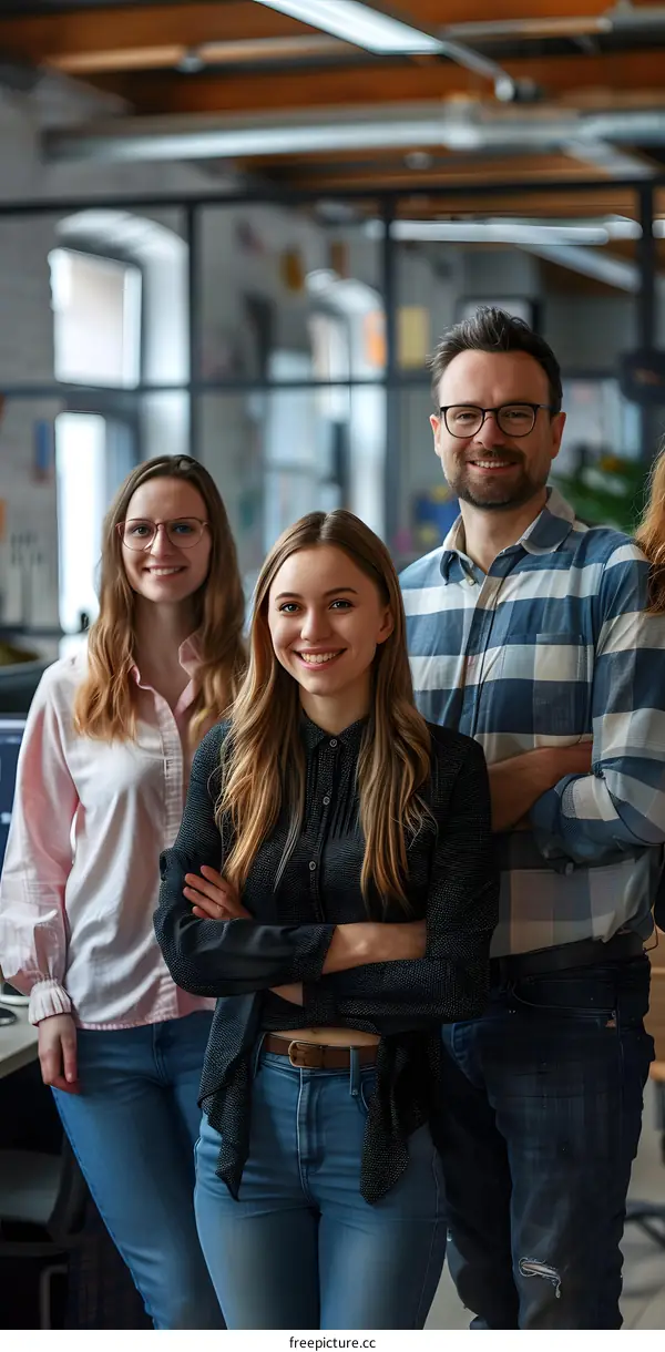 portrait of a group of business people in a modern office