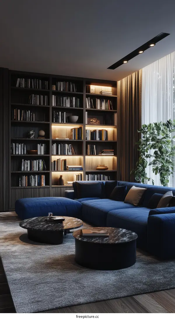Modern Elegant Library Living Room Design