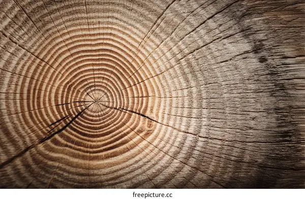 Close Up of Aged Wooden Tree Trunk Cross Section