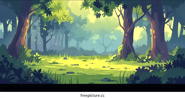 Green Forest Landscape Illustration