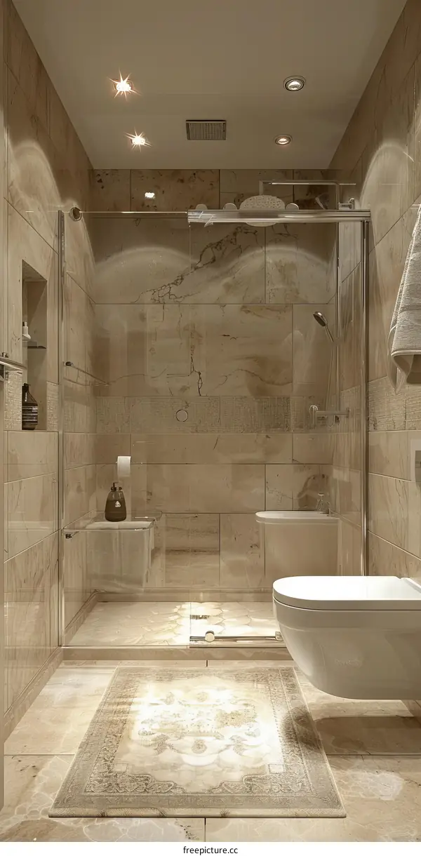 Modern Bathroom Interior Design with Walk in Shower