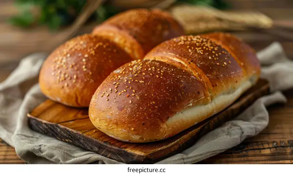 Loaf of Sesame Bread on a Wooden Cutting Board