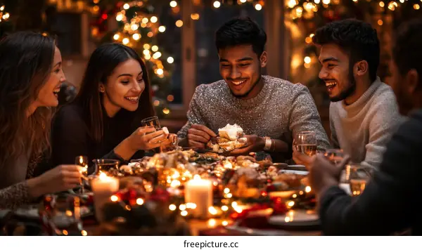 Happy Holiday Dinner Celebration with Friends