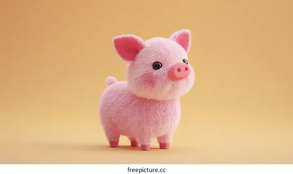 Cute Pink Pig Illustration on Pastel Background