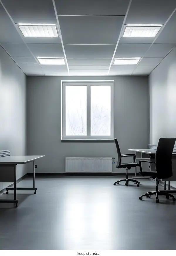 Modern Empty Office Interior with Window and Desk