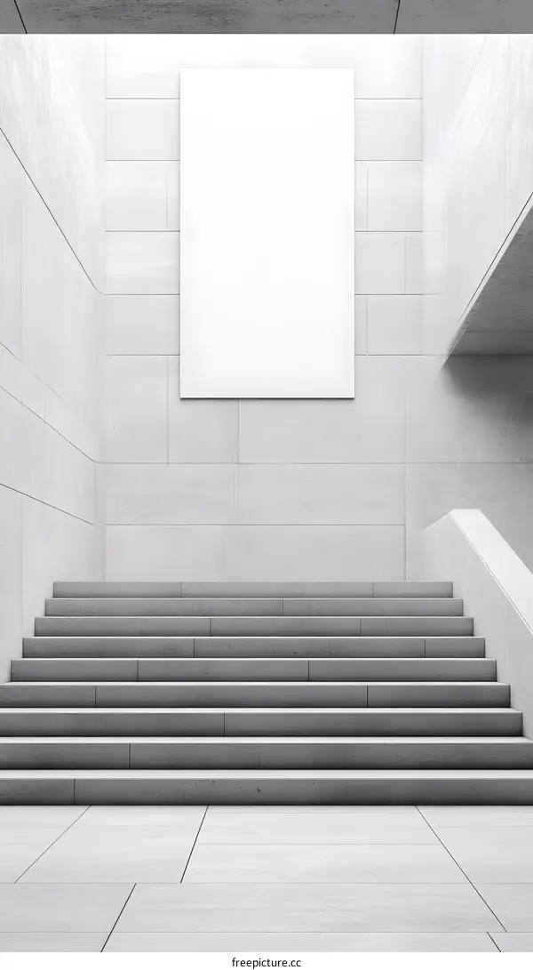 Modern Minimalist Staircase with Blank Canvas