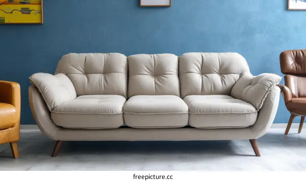 Modern Beige Sofa in a Stylish Living Room