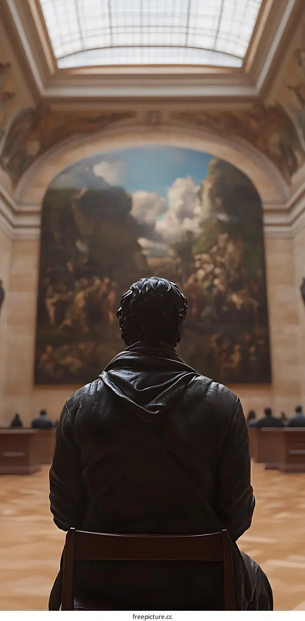 Sculpture In Front of a Painting in a Museum