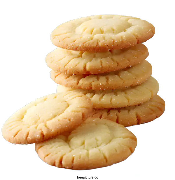 [Transparent Background PNG]A stack of six butter cookies on a white background