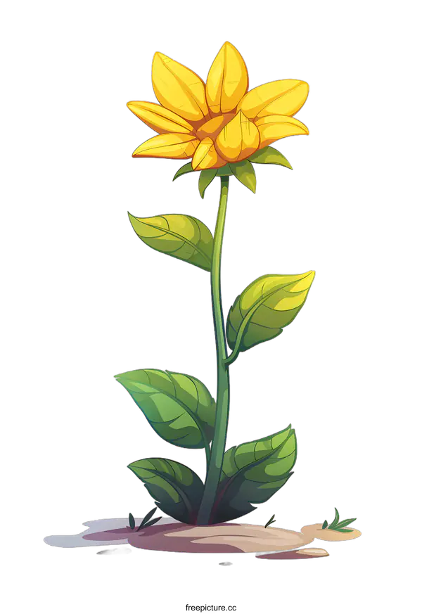 [Transparent Background PNG]Cartoon Yellow Flower Illustration