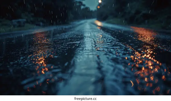 Rainy and Dark City Street