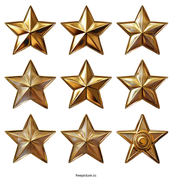 [Transparent Background PNG]Golden Stars Collection Illustration
