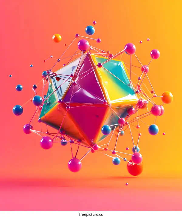 Abstract Colorful Geometric Shapes 3D Rendering