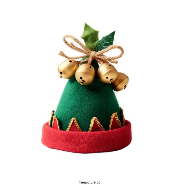 [Transparent Background PNG]Christmas Elf Hat with Bells