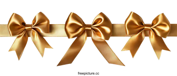 [Transparent Background PNG]Golden Ribbon Bows Decoration
