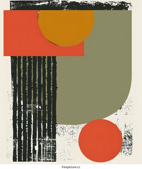 Abstract Geometric Art With Black Lines And Circles