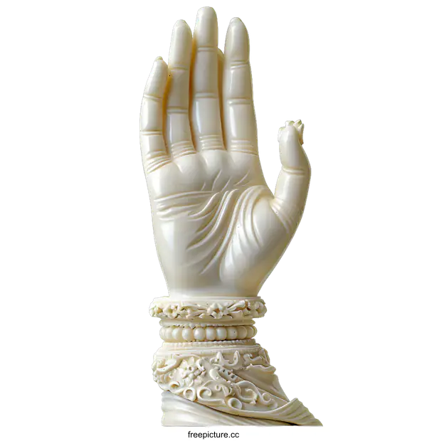 [Transparent Background PNG]White sculpture of a hand with fingers raised