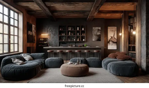 Rustic Industrial Bar and Lounge Interior Design