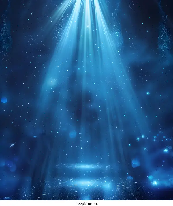 Blue Spotlight on Dark Background with Stars