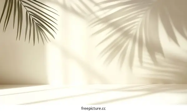 Elegant Palm Leaf Shadows on a Light Beige Background