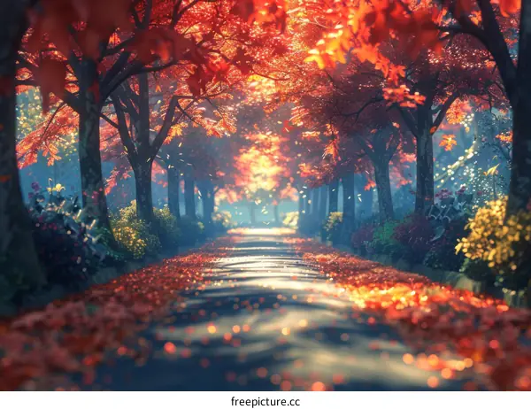 Autumn Path: Vibrant Colors & Crisp Air