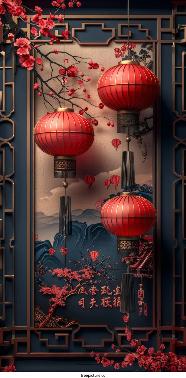 Elegant Chinese Lantern Decoration Illustration
