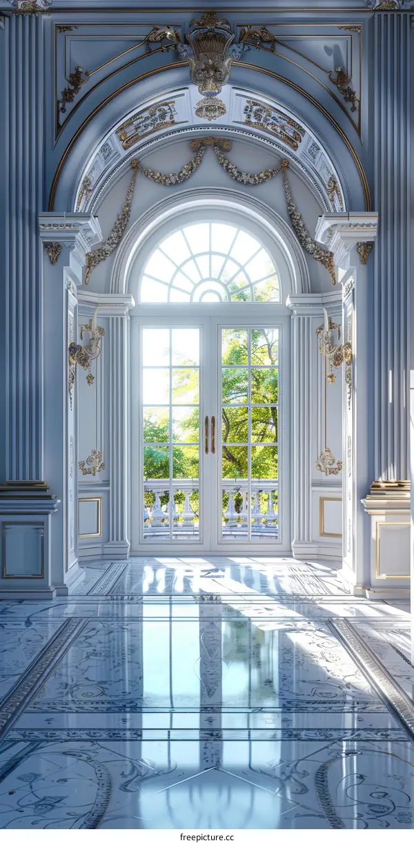 Elegant Palace Hallway with Sunlight