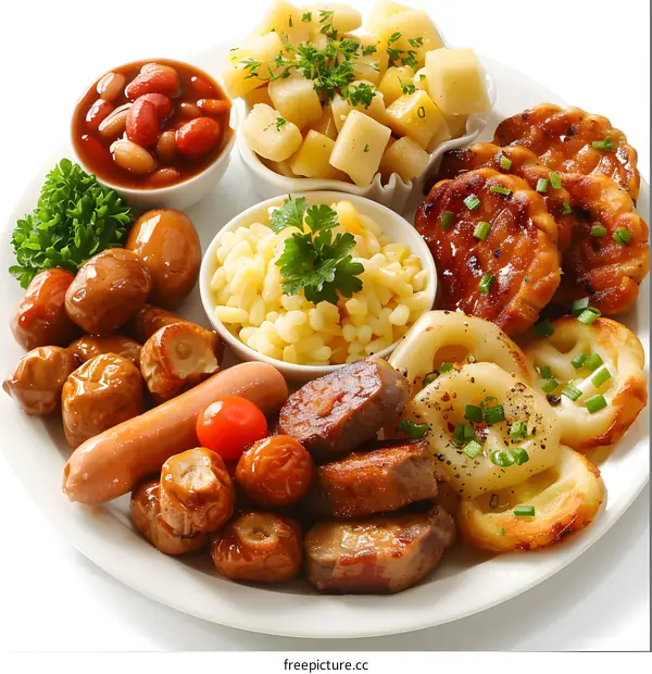 A plate full of delicious food