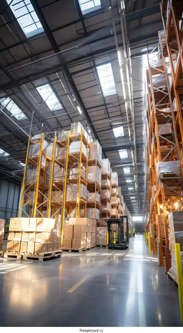 Warehouse workers in a modern warehouse