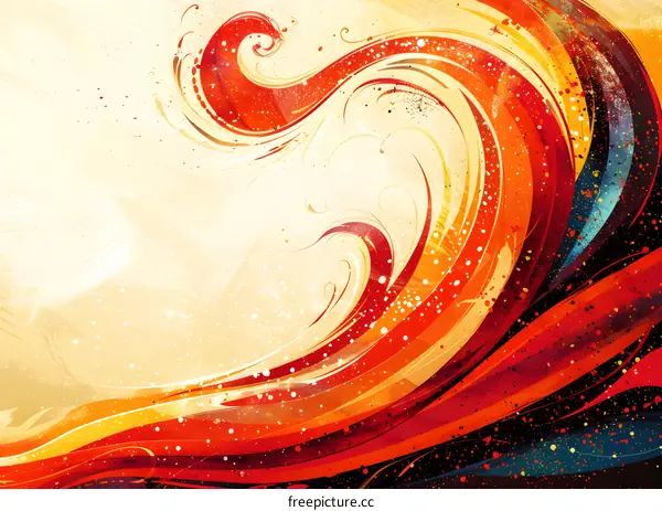 red and yellow flowing abstract shapes