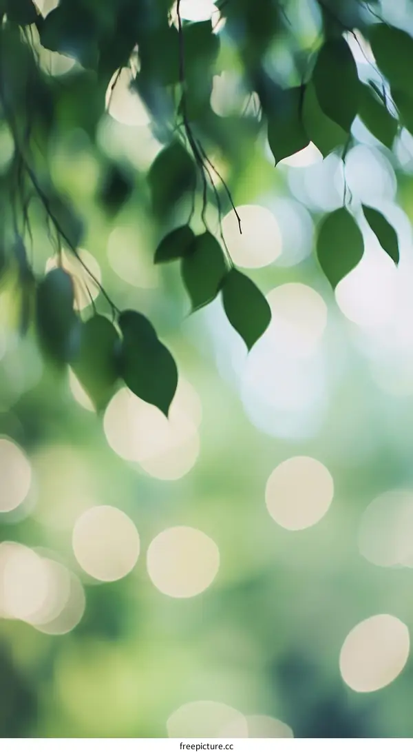Blurred Green Leaves and Sunlight