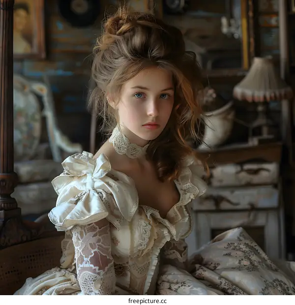 portrait of a young girl in a historical dress