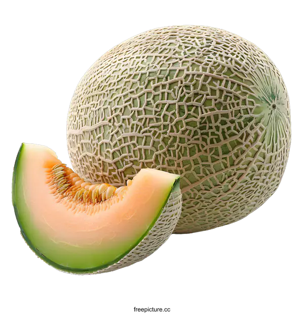 [Transparent Background PNG]Fresh melon and a slice of melon