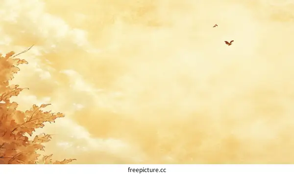 Warm Autumn Sky with Bats and Branches