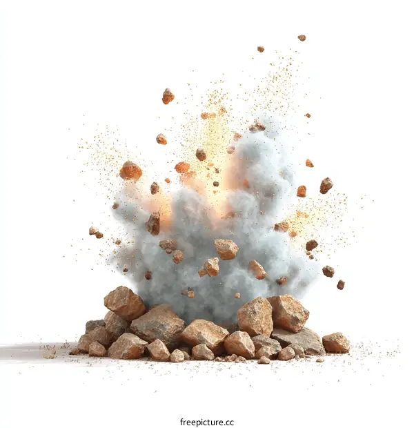 Explosive Rock Destruction Illustration