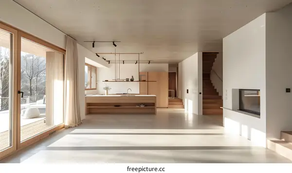 Modern Minimalist Kitchen Interior Design with Wood Accents