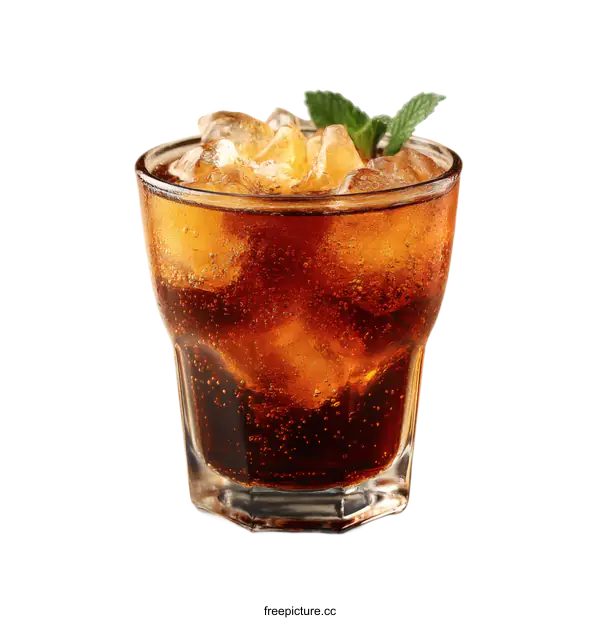 [Transparent Background PNG]Closeup of Refreshing Cold Drink with Ice and Mint