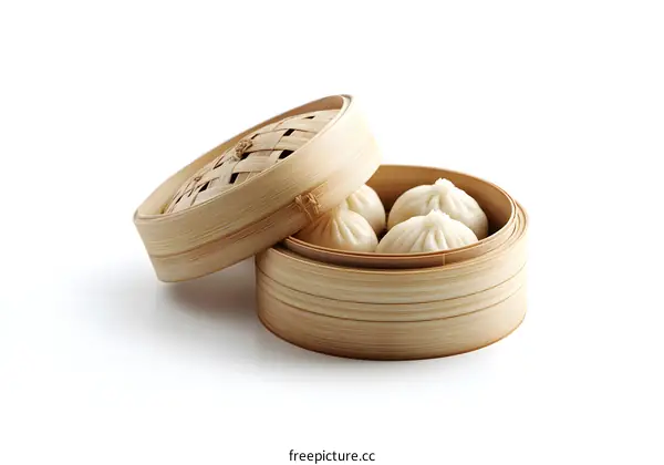 Delicious Steamed Buns in a Bamboo Steamer