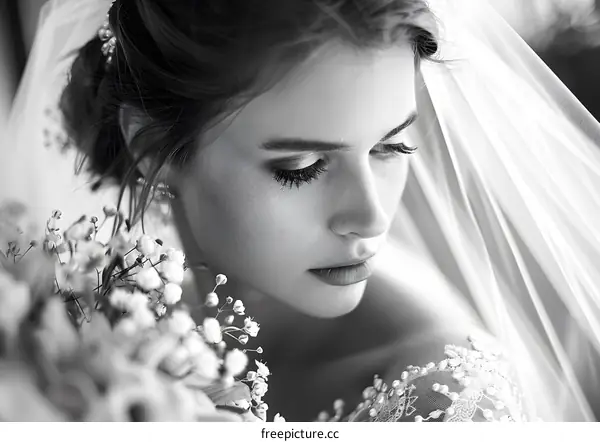 Portrait of a beautiful bride in a wedding dress