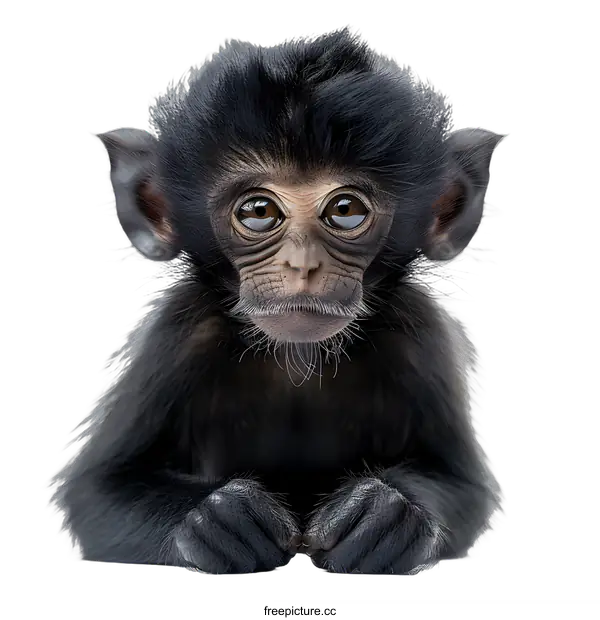 [Transparent Background PNG]Baby Monkey Portrait on White Background