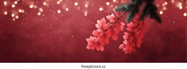 Frosted Red Leaves Christmas Background