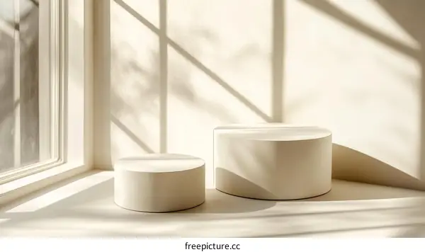 Minimalist Cream Colored Cylindrical Display Stands